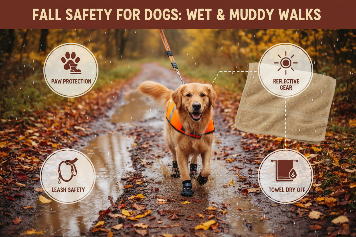 Fall Safety for Dogs—Wet Weather, Mud, and Dark Walks